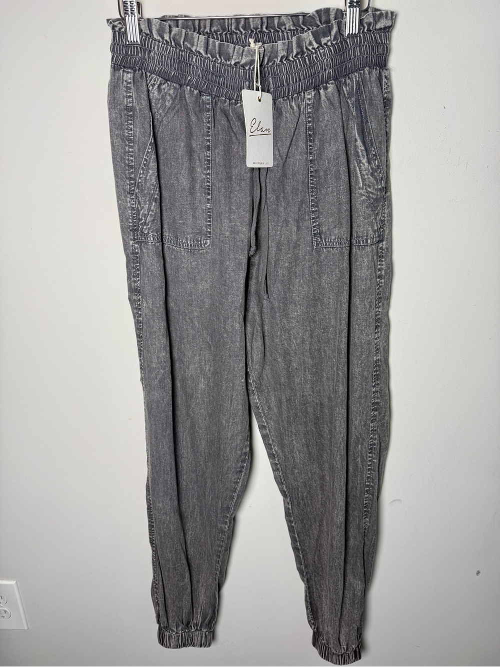 Elan Mineral Wash Cotton Cargo Jogger Pants Grey Sz L